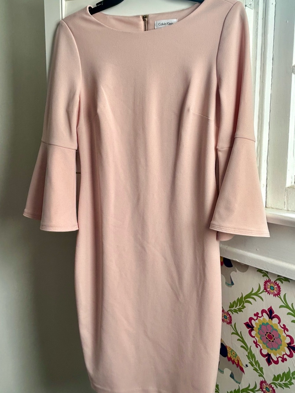 Calvin Klein Pale Pink Bell-Sleeve Cocktail Dress